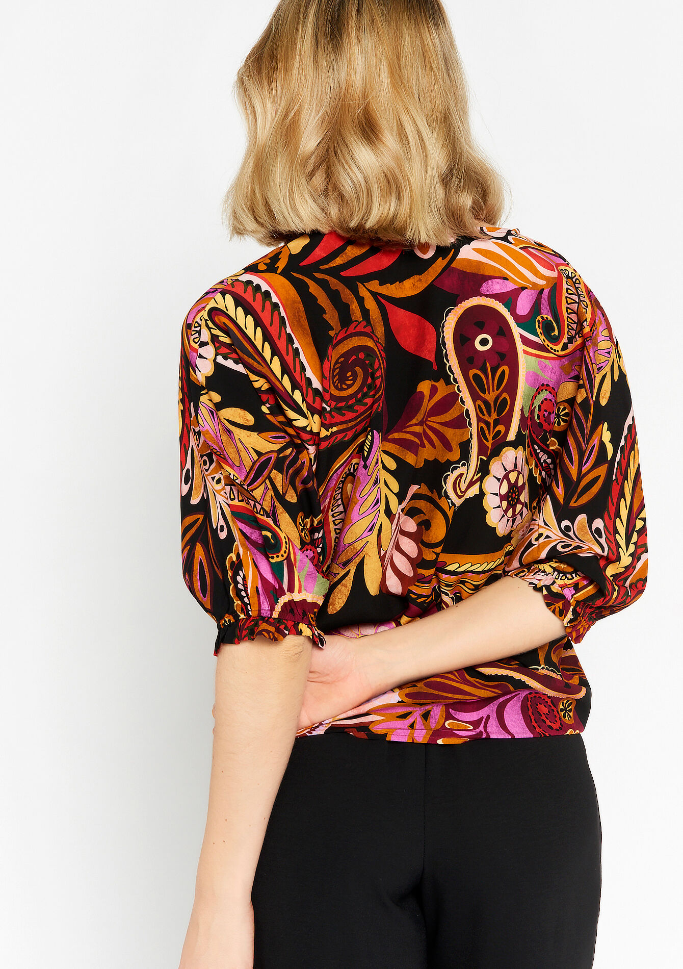 Blouse à col V - BLACK - 05702216_1119