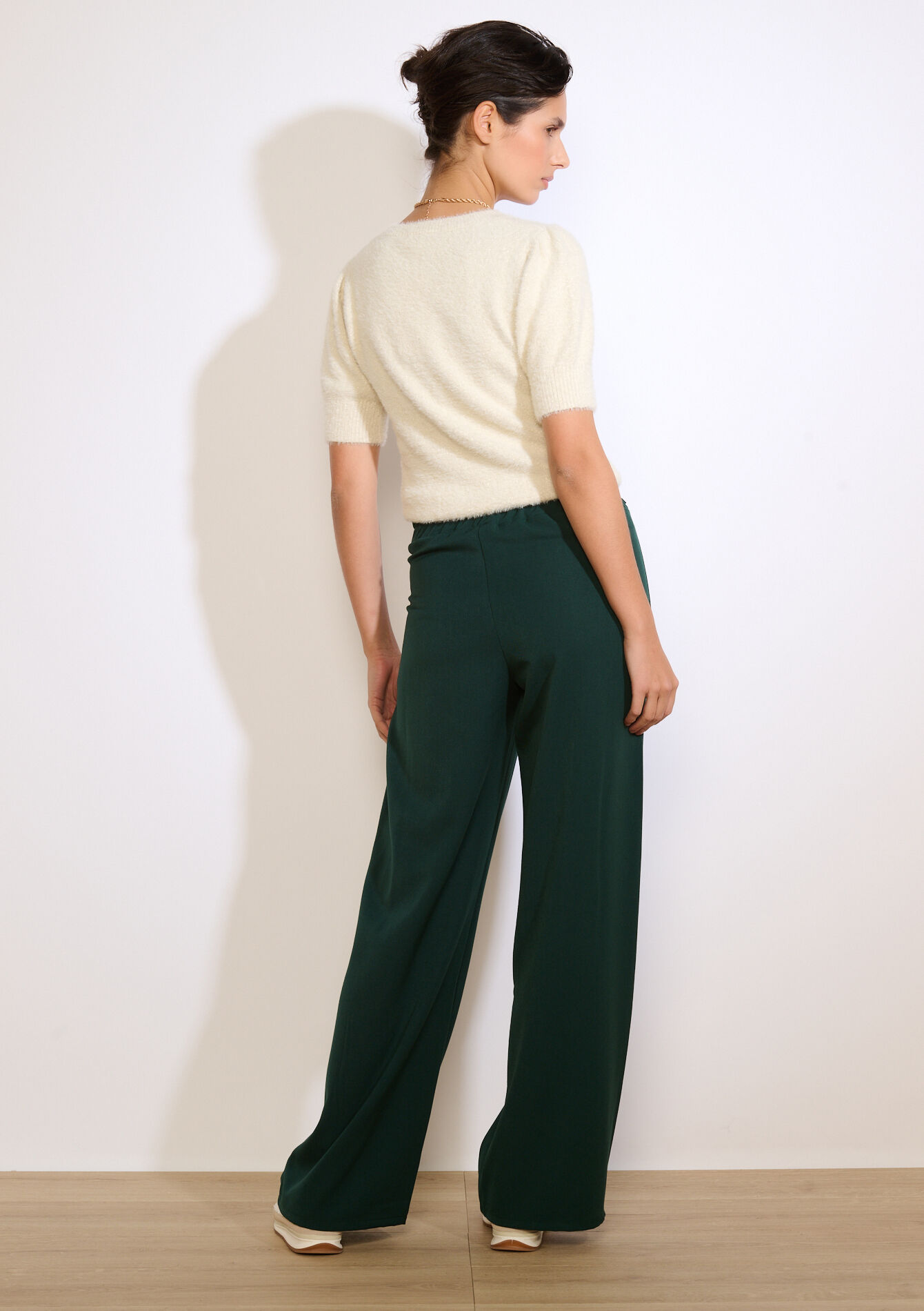 Wijde broek met ceintuur, Wijde broek met ceintuur - BOTTLE GREEN - 06100775_1778