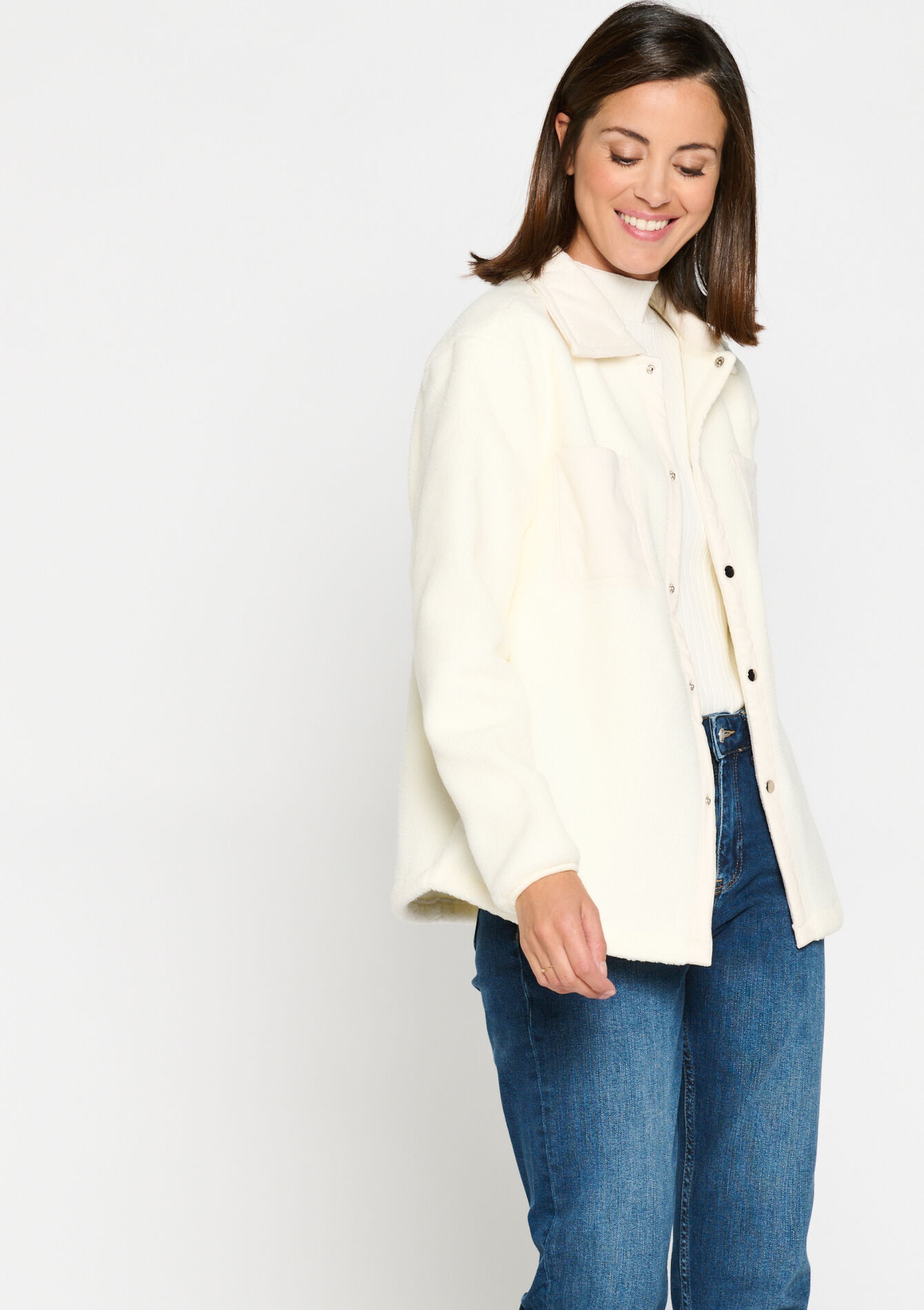 Thick shirt in bimatiere - VANILLA WHITE - 15100222_1013