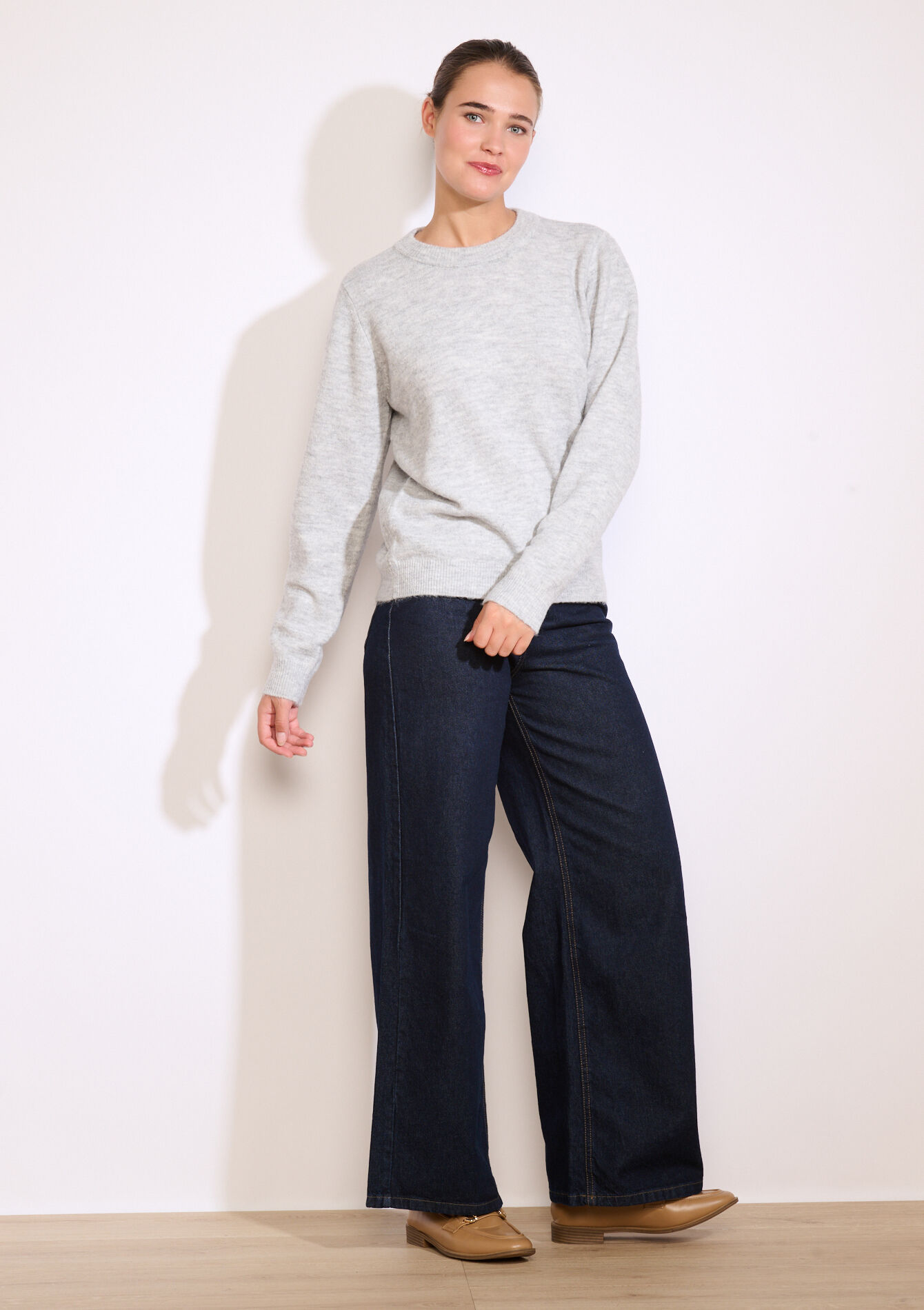 Zachte trui met ronde hals, Zachte trui met ronde hals - LT GREY MEL - 04006880_1081