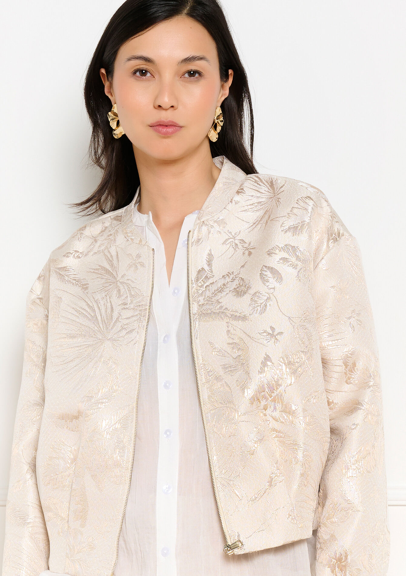 Jacquard zip jacket - VANILLA WHITE - 09101190_1013