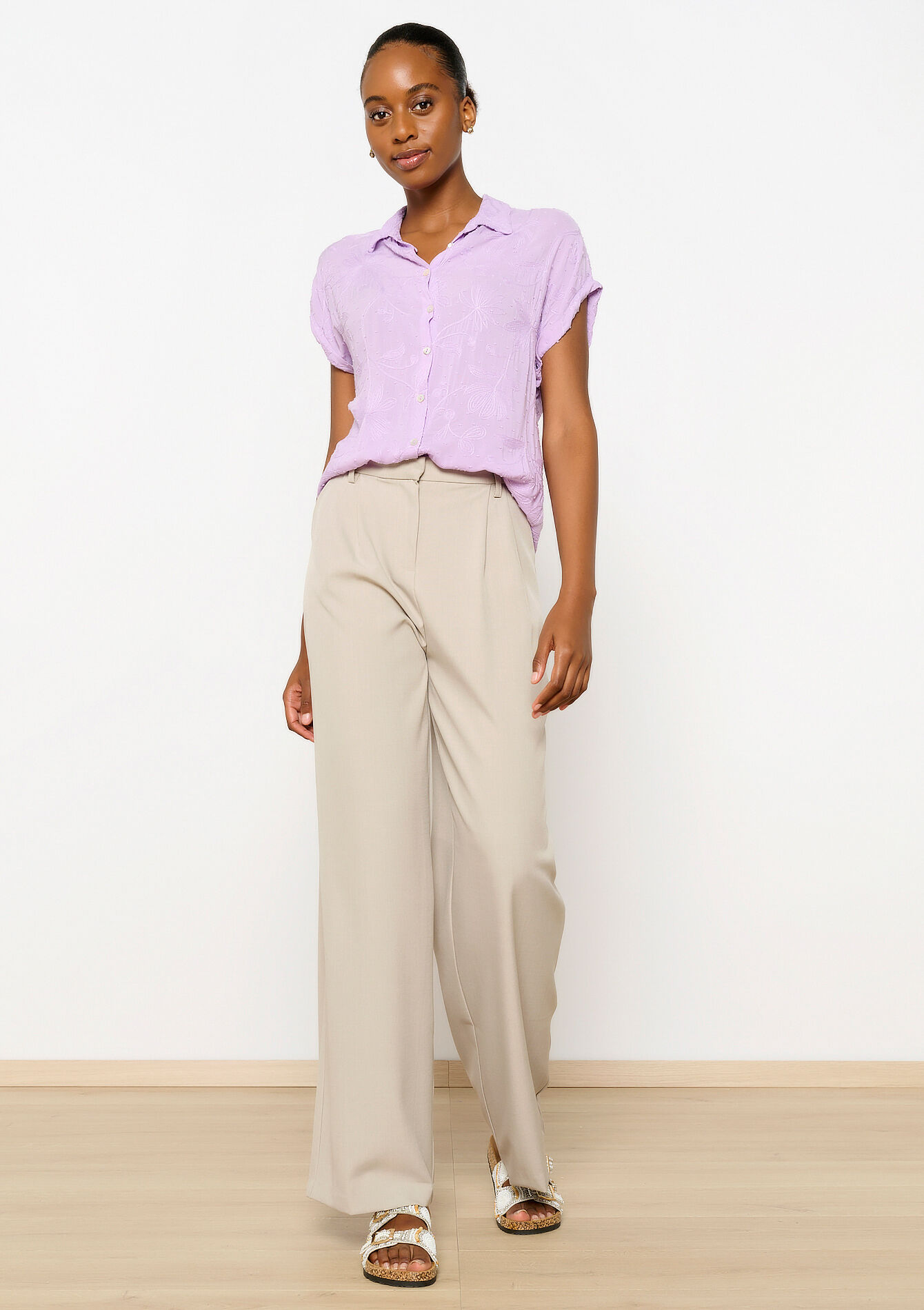Embroidered shirt, Embroidered shirt - PASTEL LILAC - 05702555_1493
