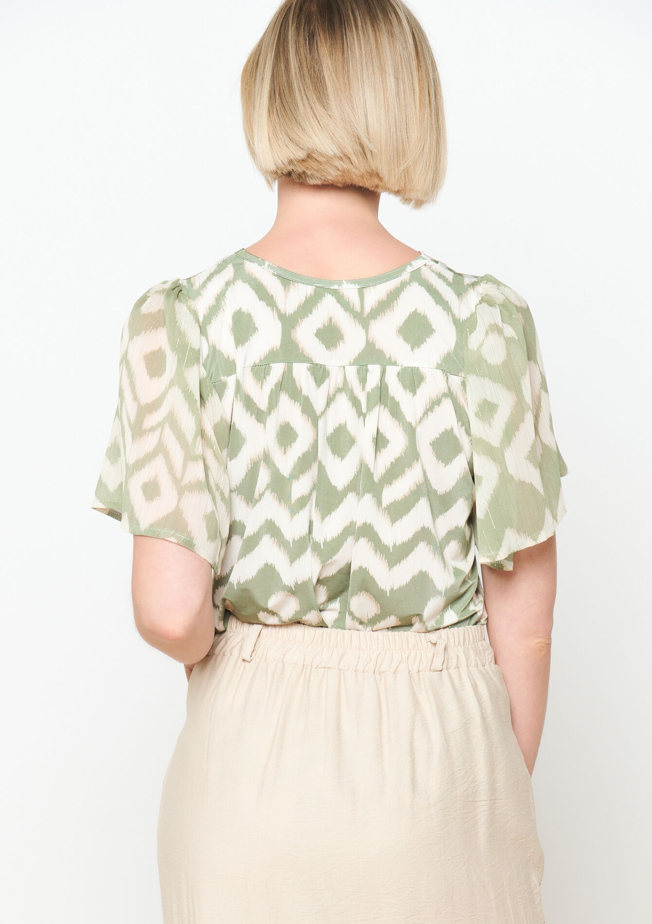 Blouse met vlindermouwen, Blouse met vlindermouwen - KHAKI MINT - 02301587_2542