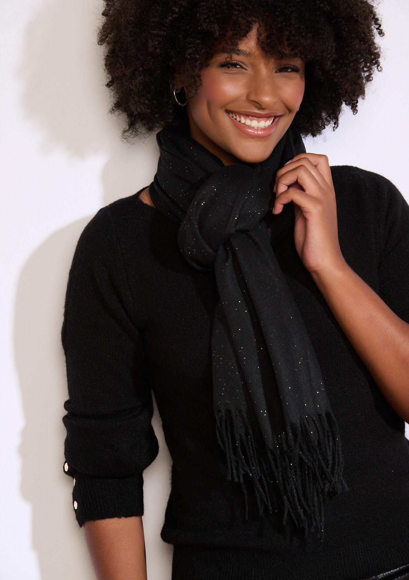 Zachte glinsterende sjaal - BLACK - 17101419_1119