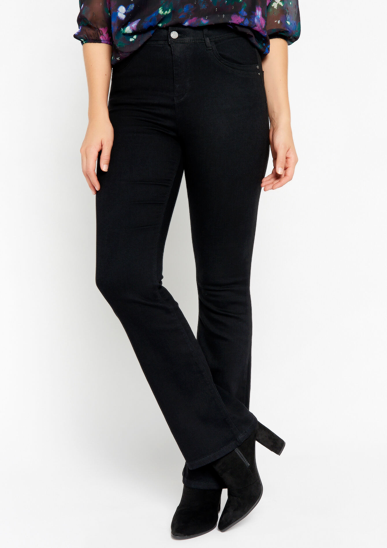 Multiple size flared broek, Multiple size flared broek - BLACK - 22000472_0503
