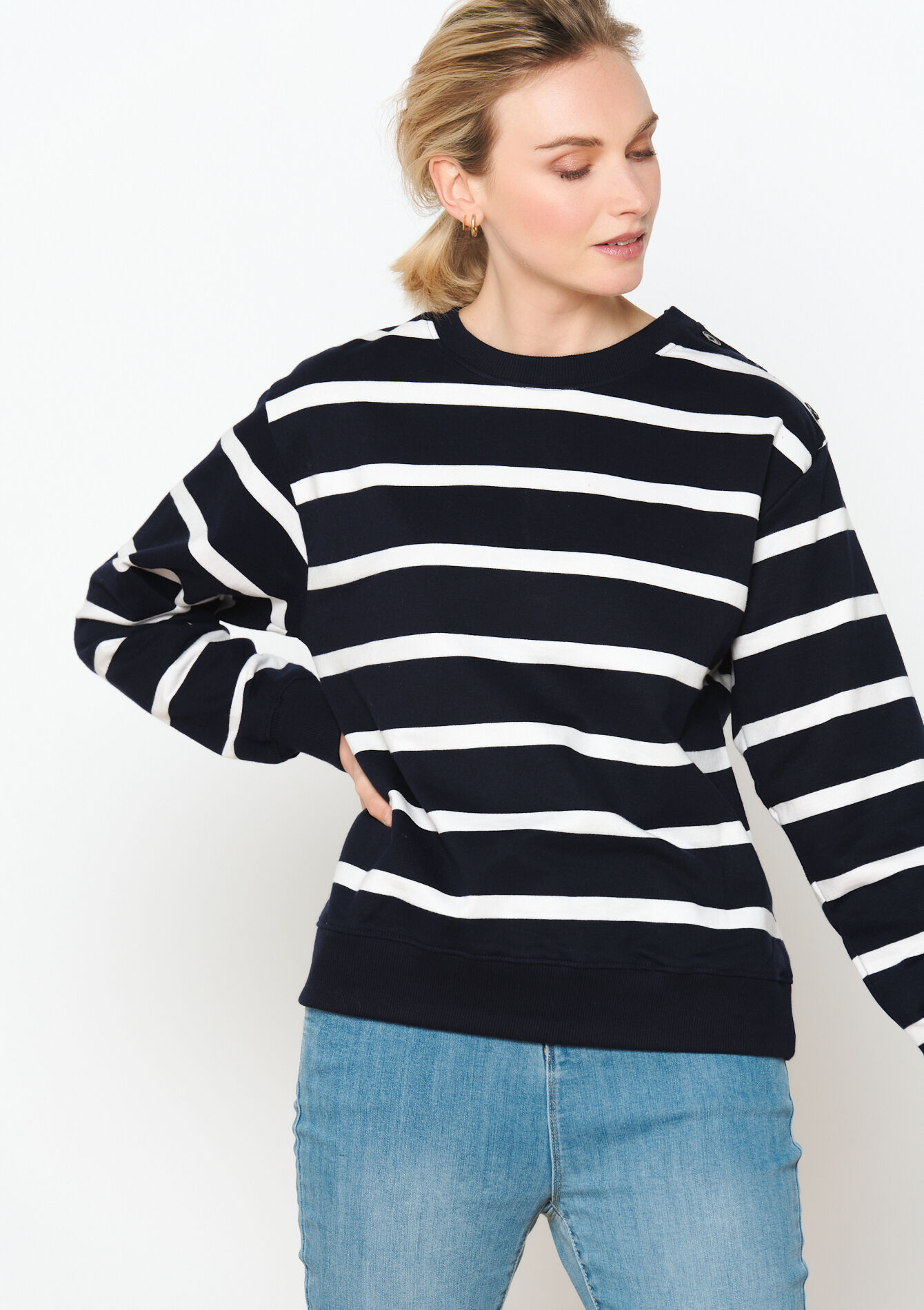 Striped oversized pullover, Striped oversized pullover - NAVY/WHITE - 1094657
