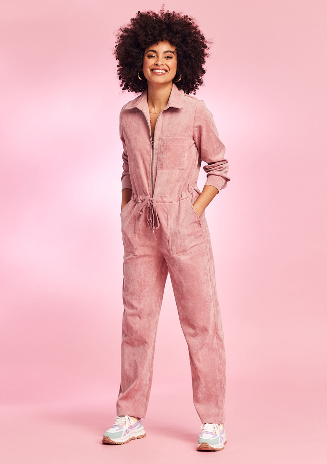 Corduroy boiler suit, Corduroy boiler suit - COSMETIC PINK - 06004357_5733
