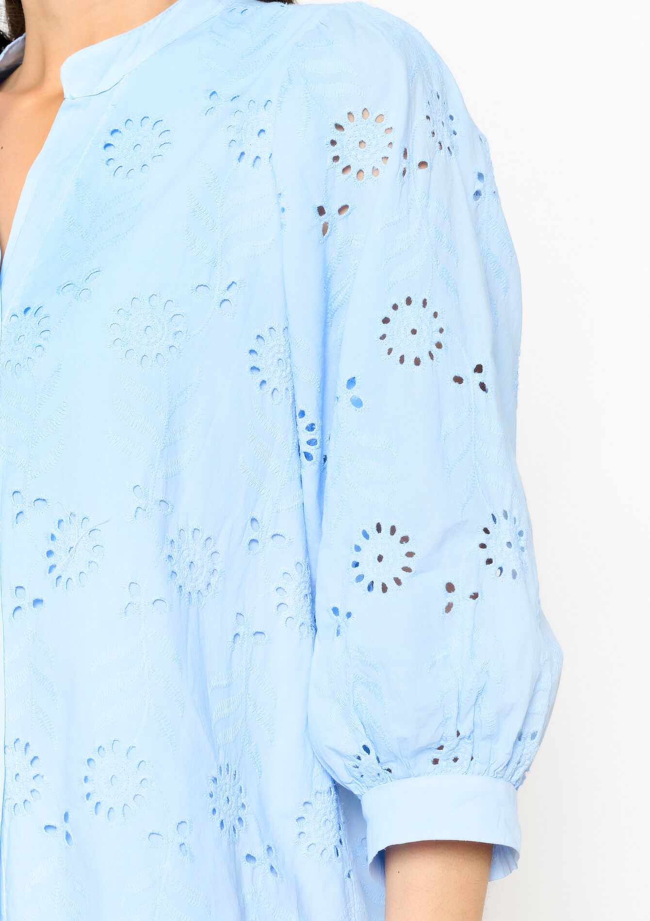Embroidered shirt dress, Embroidered shirt dress - PASTEL BLUE - 08103621_751