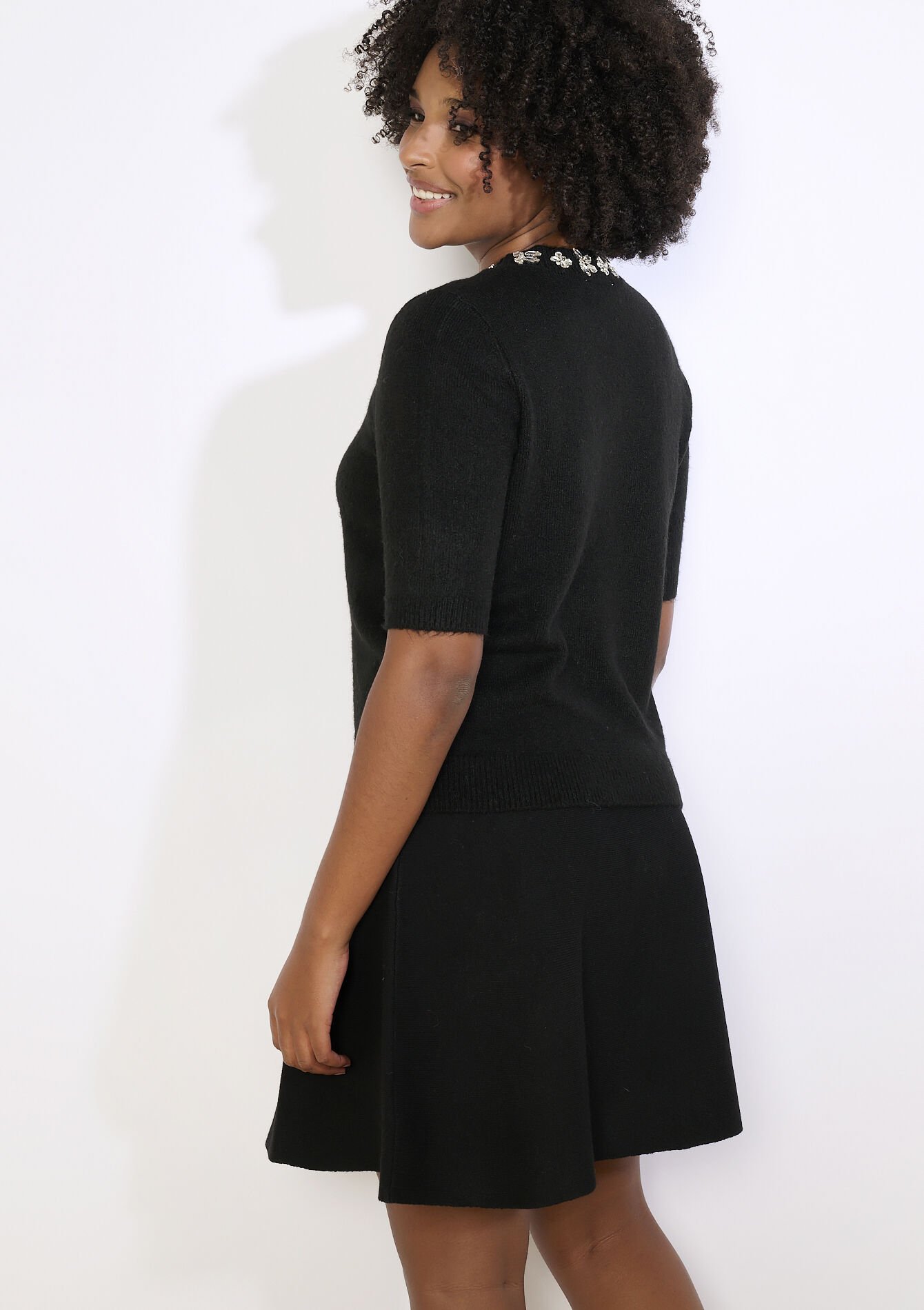 Pull bijou en maille douce, Pull bijou en maille douce - BLACK - 04006955