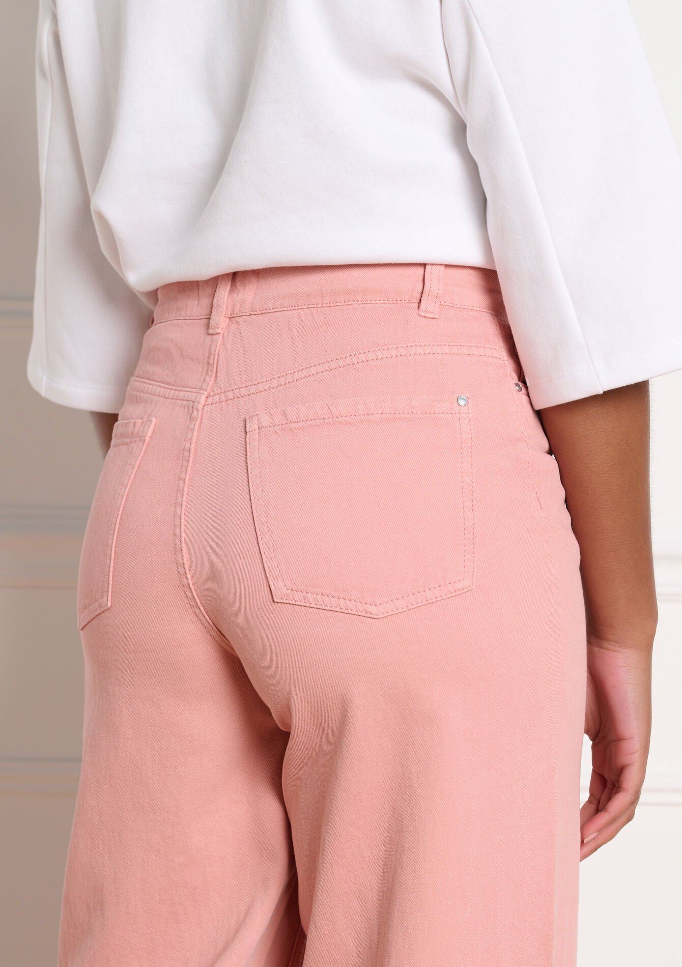 Hoge taille wide-leg broek - COSMETIC PINK - 06004661_5733