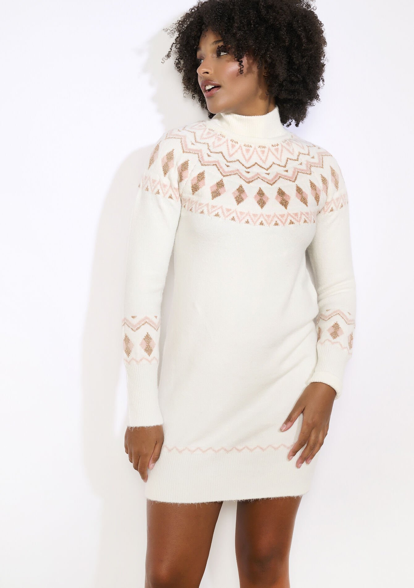 Robe pull jacquard, Robe pull jacquard - BEIGE CHINE - 08104105_4025