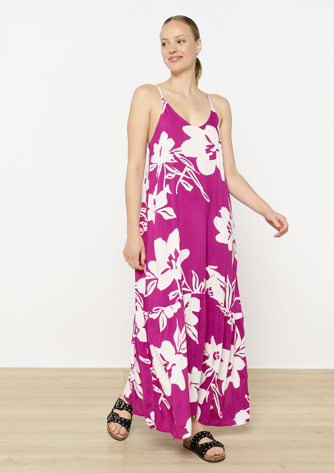 Lange jurk met spaghettibandjes, Lange jurk met spaghettibandjes - VIOLINE - 08103890_2576