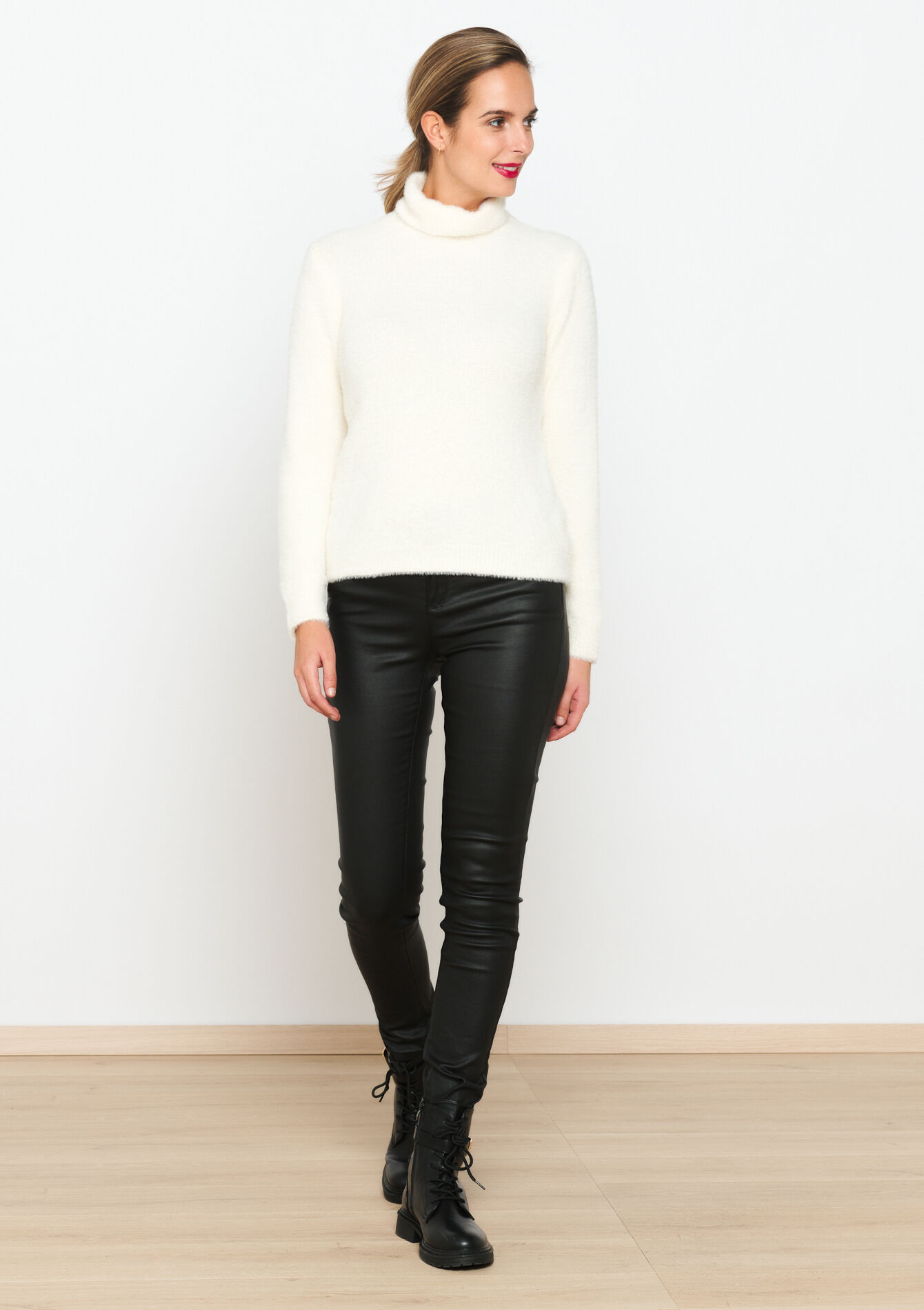Eyelash pullover with roll neck, Eyelash pullover with roll neck - OFFWHITE - 04101121_1001