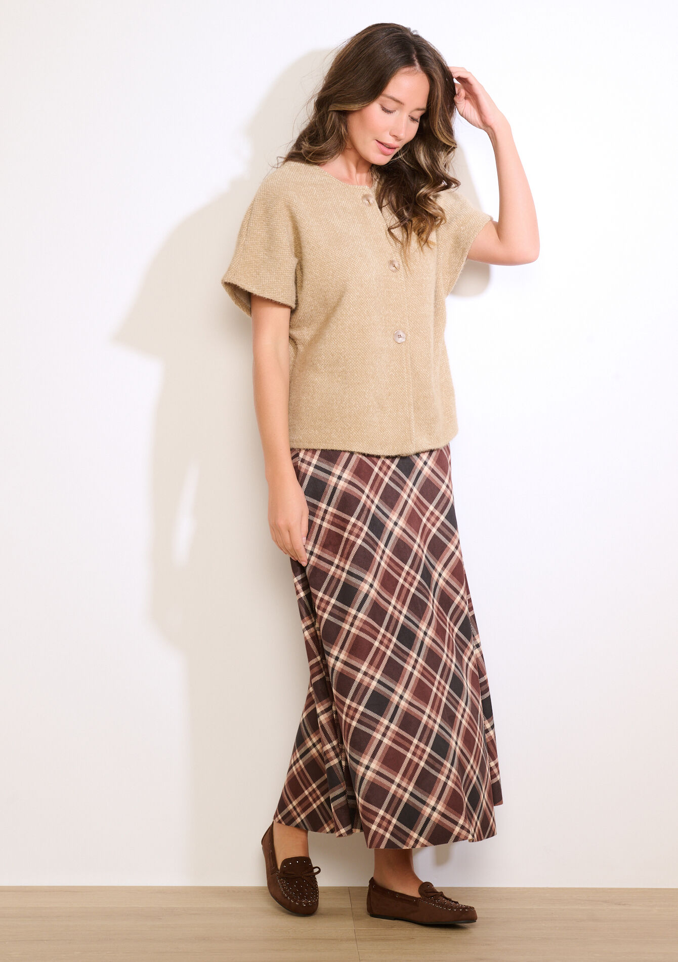 buttoned textured vest, buttoned textured vest - CAMEL GINGER - 09101092_3831