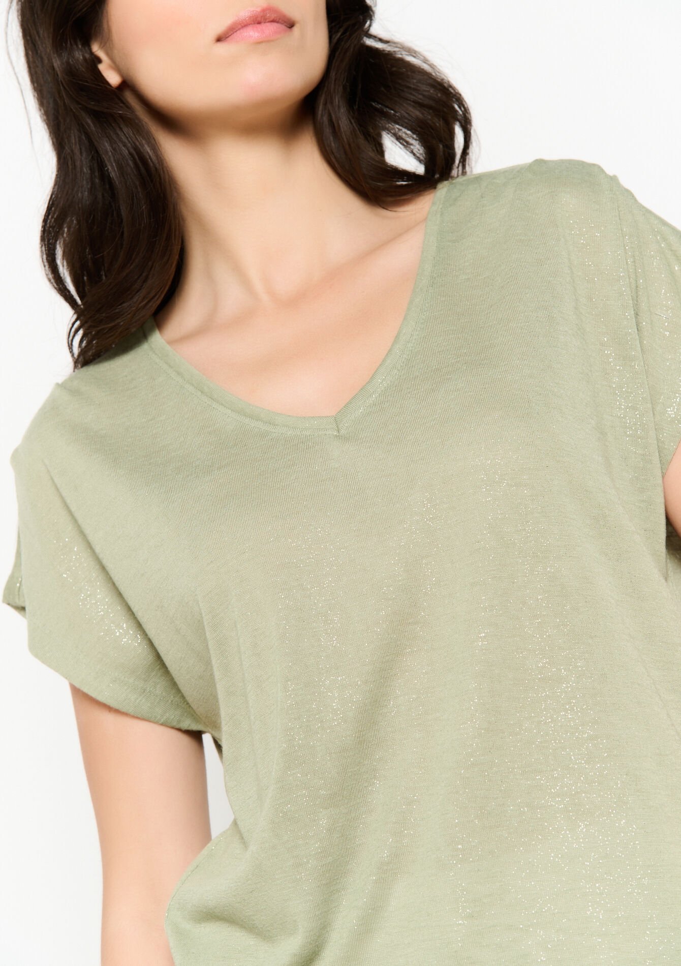 Fluid shimmer t-shirt, Fluid shimmer t-shirt - KHAKI FADED - 02301692_4326