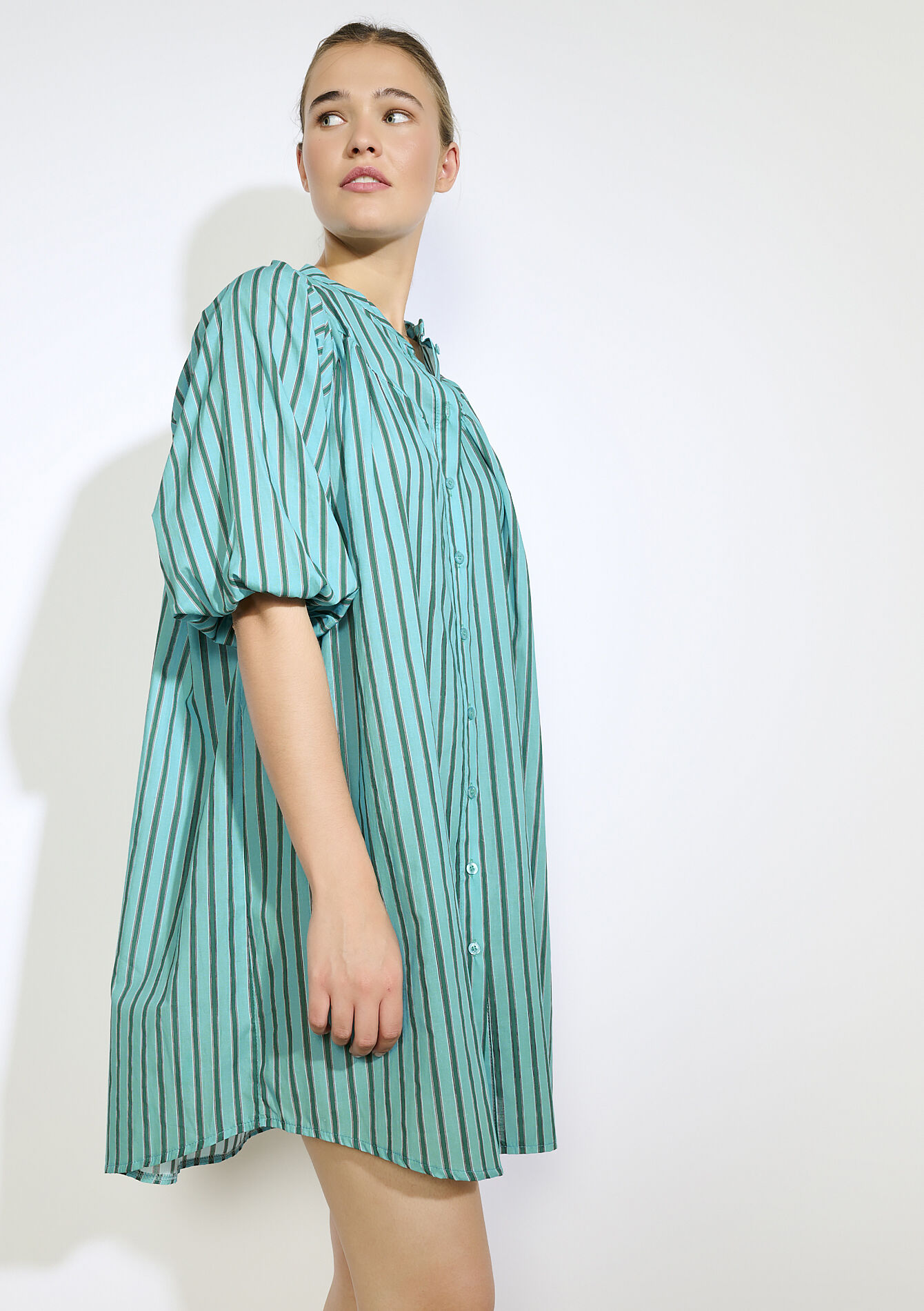 Robe courte à rayures - TURQUOISE - 08104203_1759