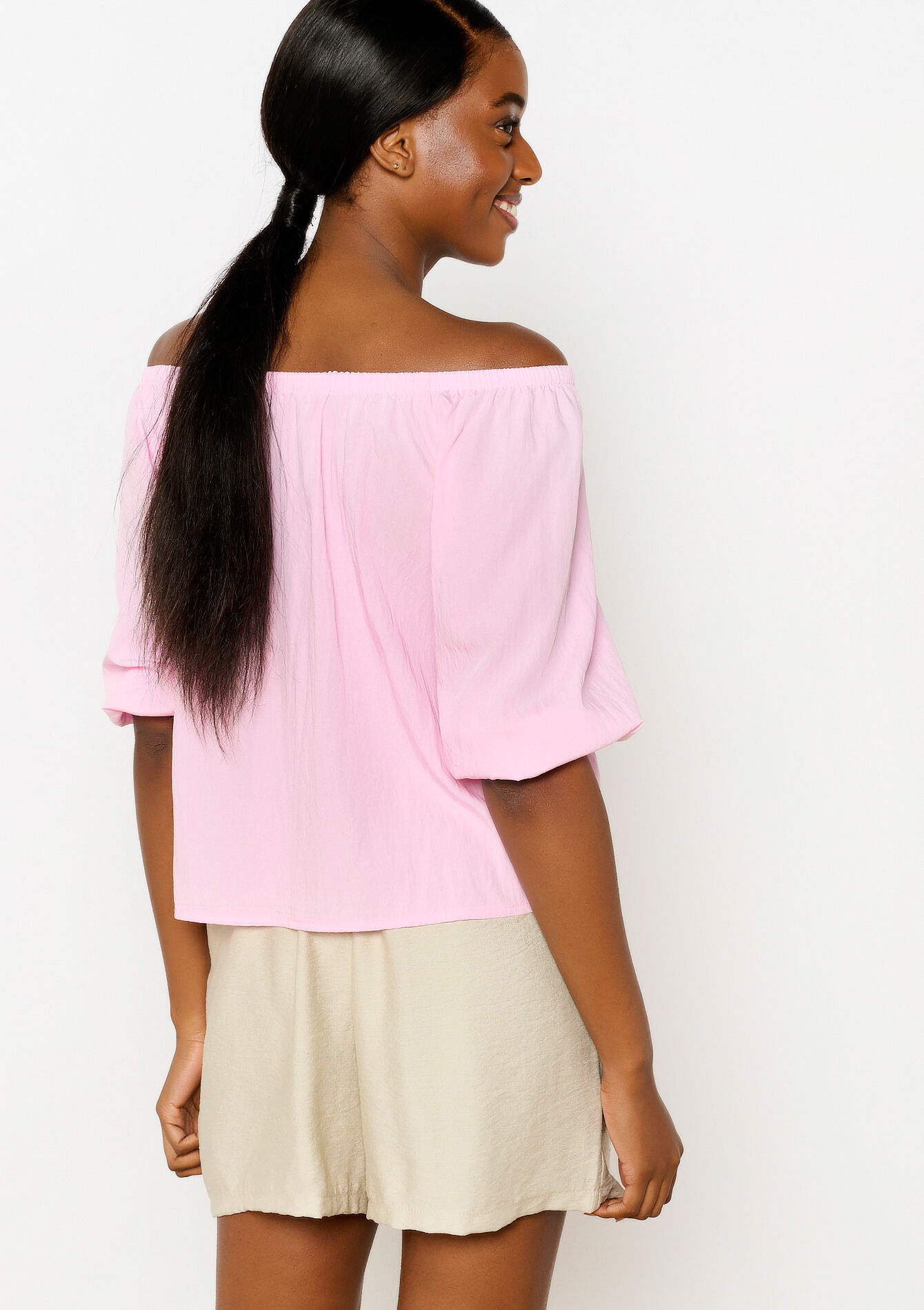 Off-shoulder top, Off-shoulder top - PINK BUBBLEGUM - 05702549_1477