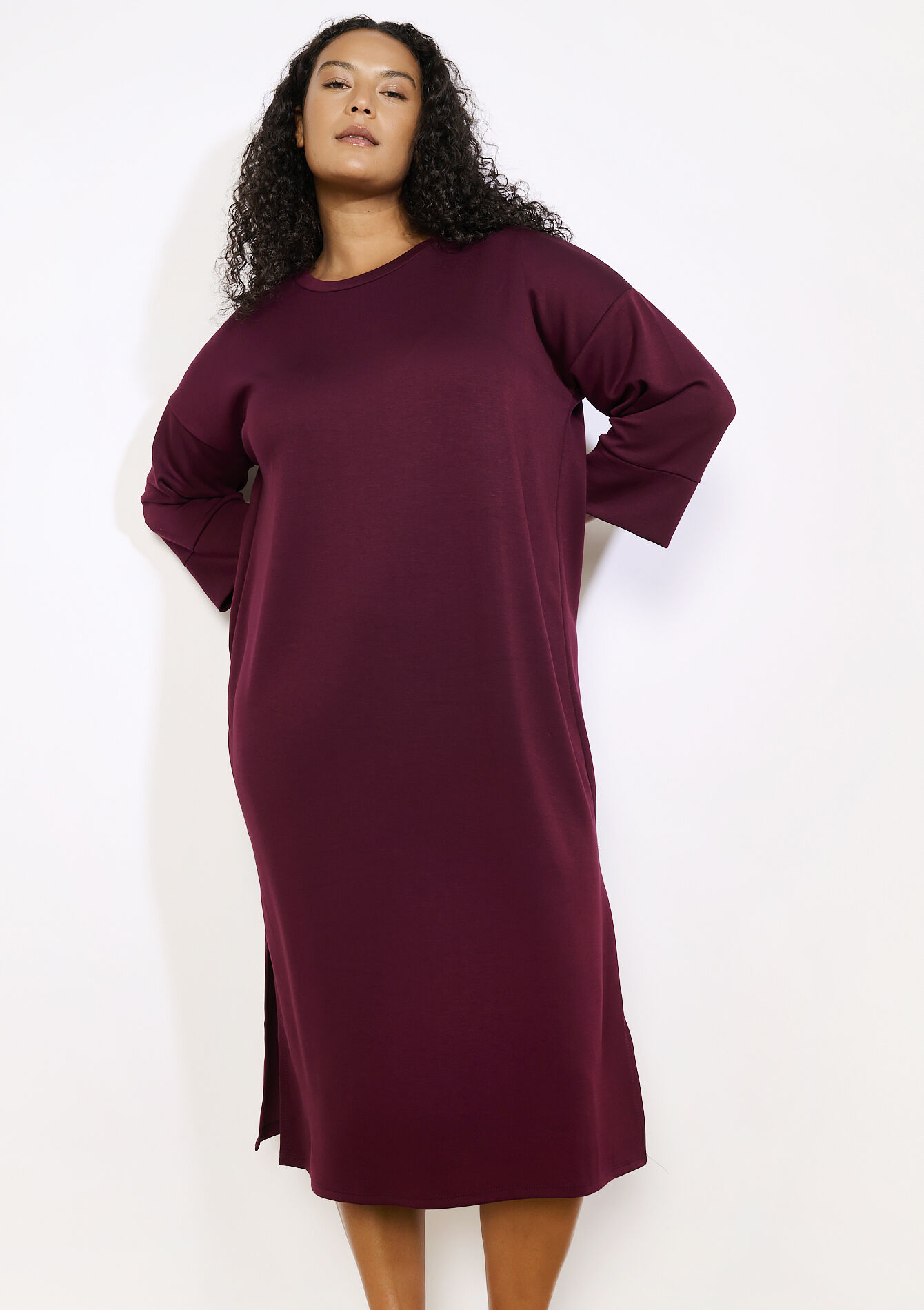 Casual sweaterjurk, Casual sweaterjurk - AUBERGINE - 08104389_1537