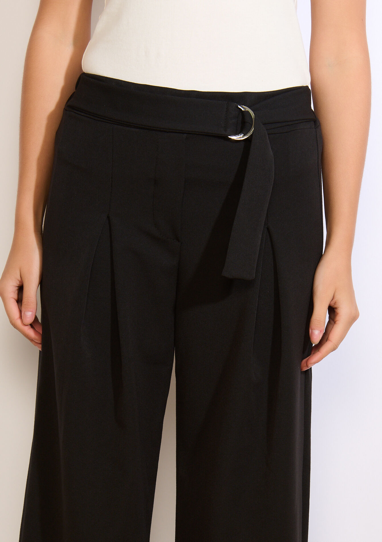 Wijde broek met ceintuur, Wijde broek met ceintuur - BLACK - 06100775_1119