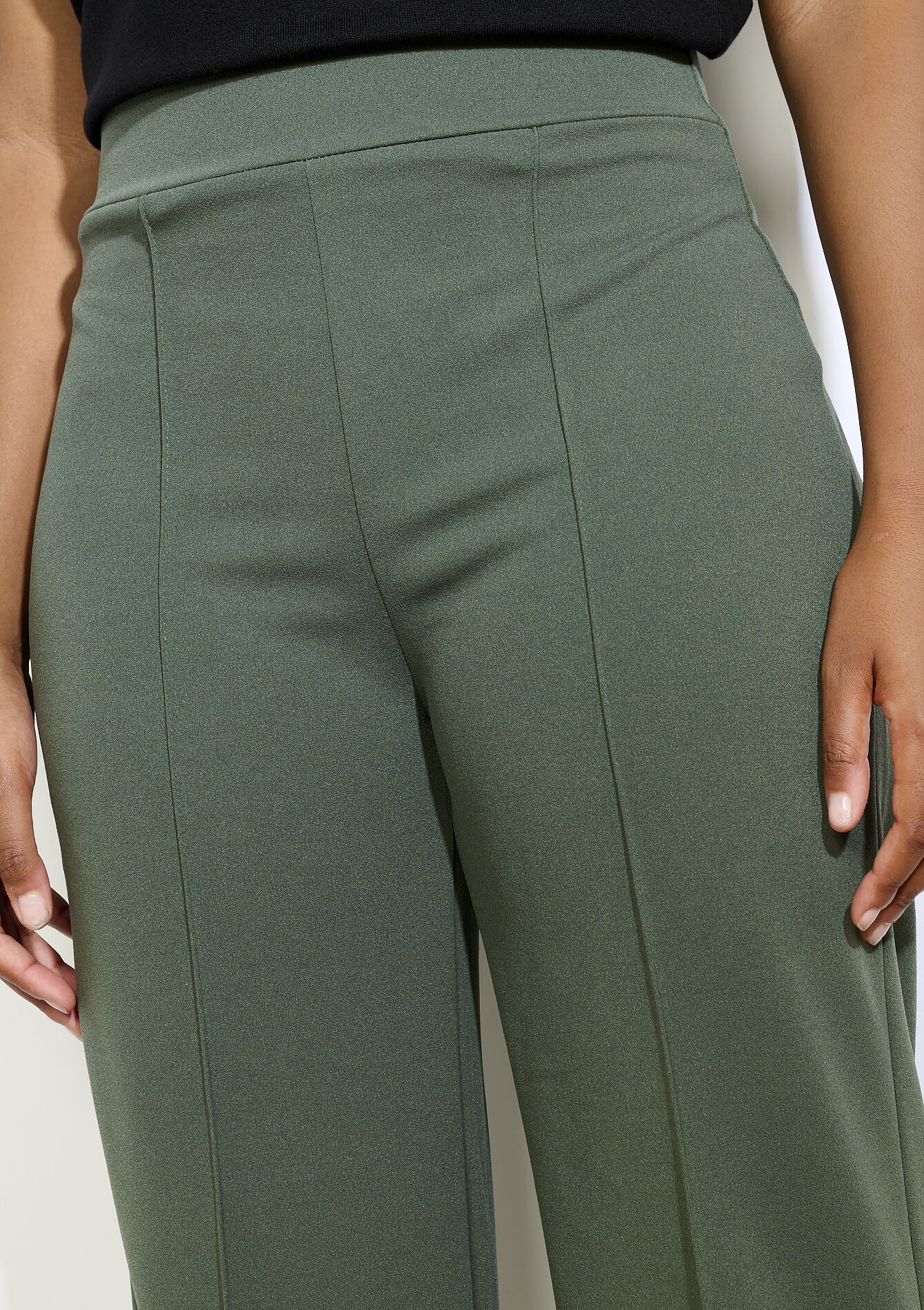 Soepele broek met hoge taille, Soepele broek met hoge taille - KHAKI MED - 06601029_4327