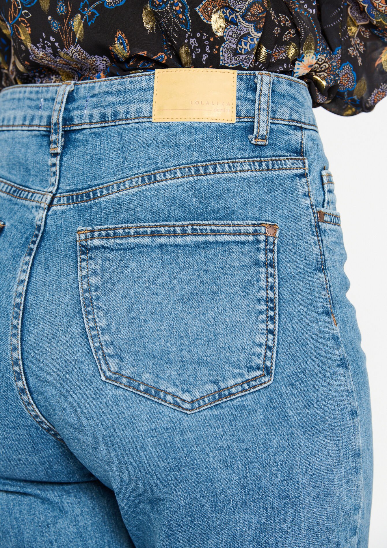 Rechte jeans met hoge taille, Rechte jeans met hoge taille - MEDIUM BLUE - 22000469_0500