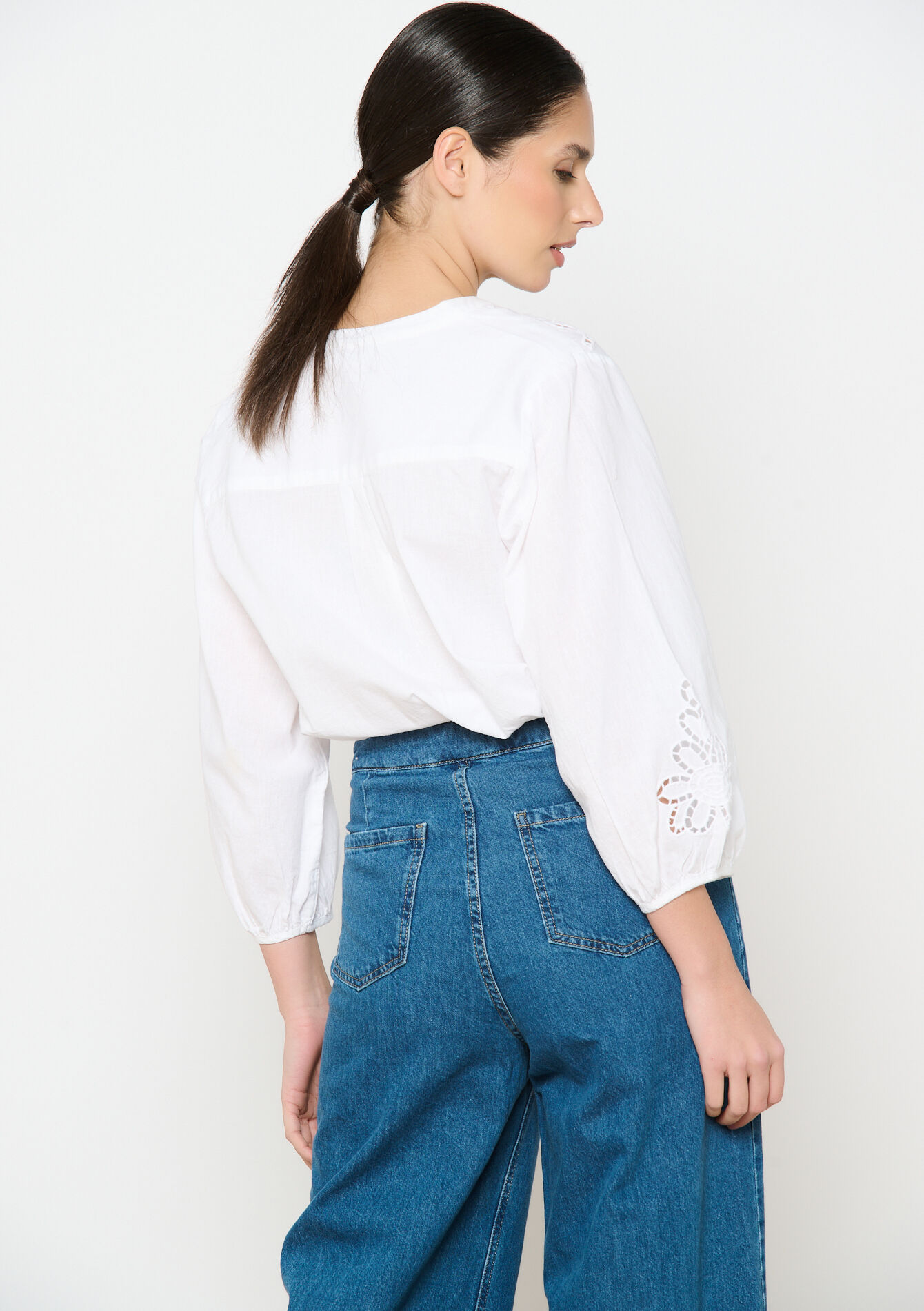 Kort hemd met cut-outs, Kort hemd met cut-outs - OPTICAL WHITE - 05702676_1019