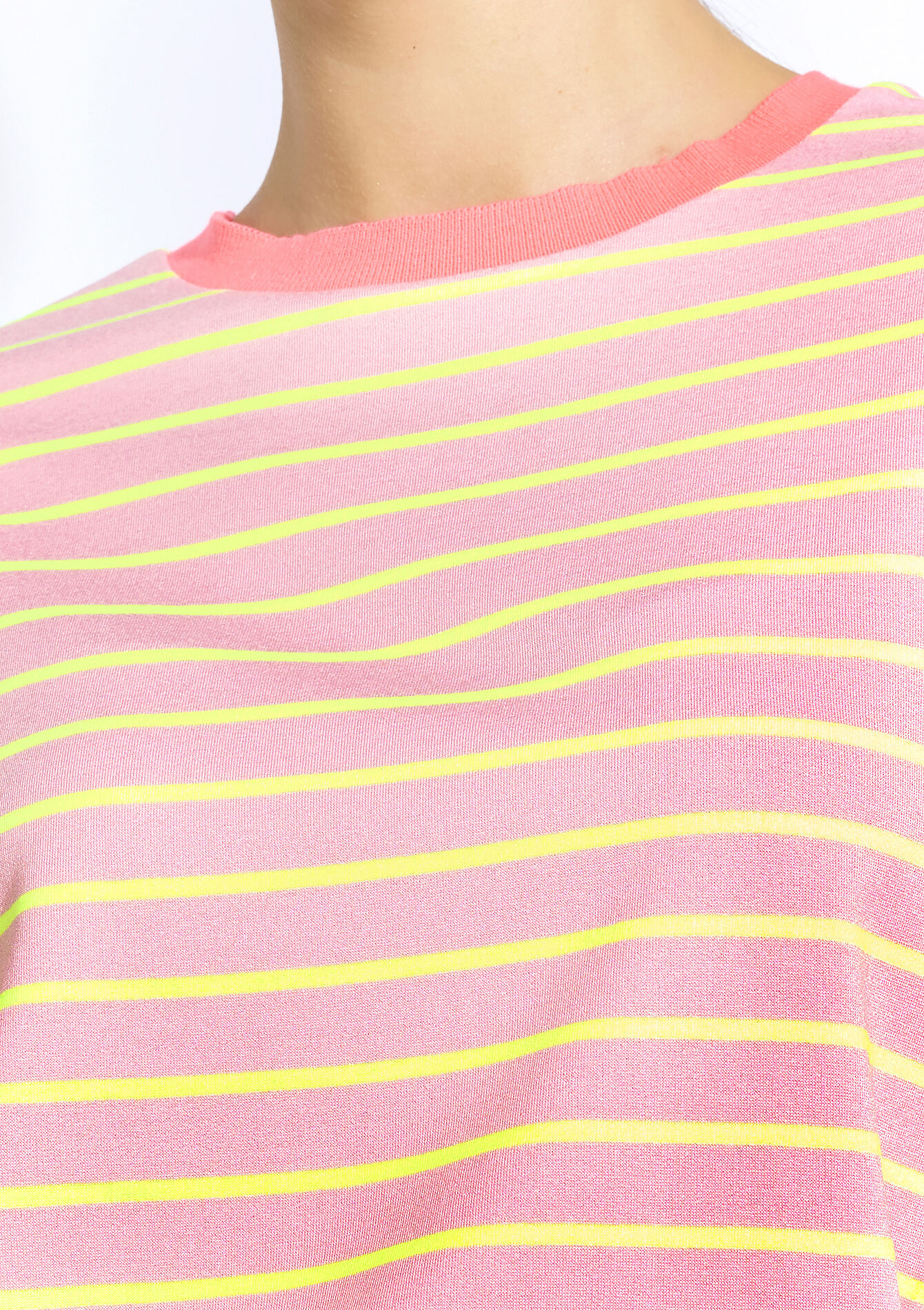 Gestreept losvallend T-shirt, Gestreept losvallend T-shirt - FLUO PINK - 02301868