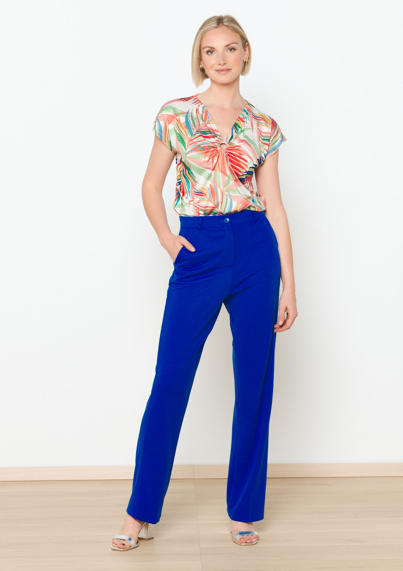 T-shirt tropische print, T-shirt tropische print - ORANGE BRIGHT - 1105624