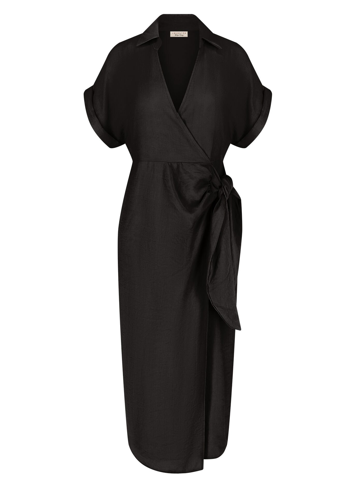 Wikkeljurk in kreukstof - BLACK - 08602150_1119