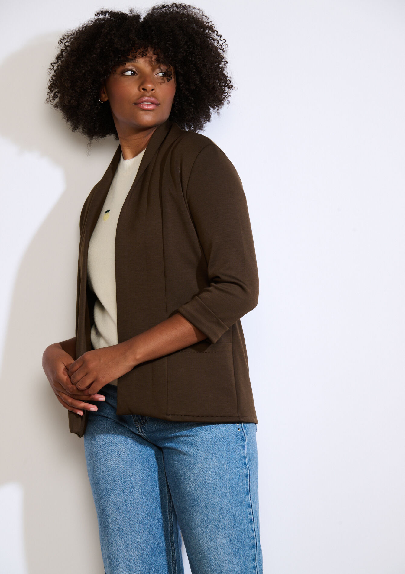 Soepele gestructureerde blazer, Soepele gestructureerde blazer - BROWN DARK CHOCOLATE - 09101090_3720