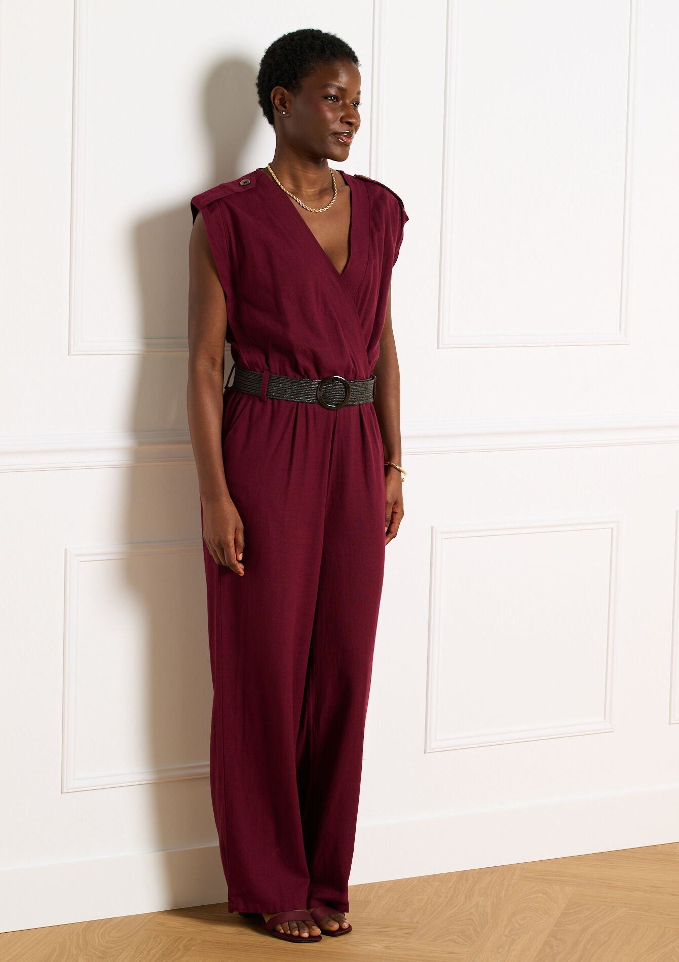 Ceintuur jumpsuit met overslag, Ceintuur jumpsuit met overslag - AUBERGINE - 06004673_1537