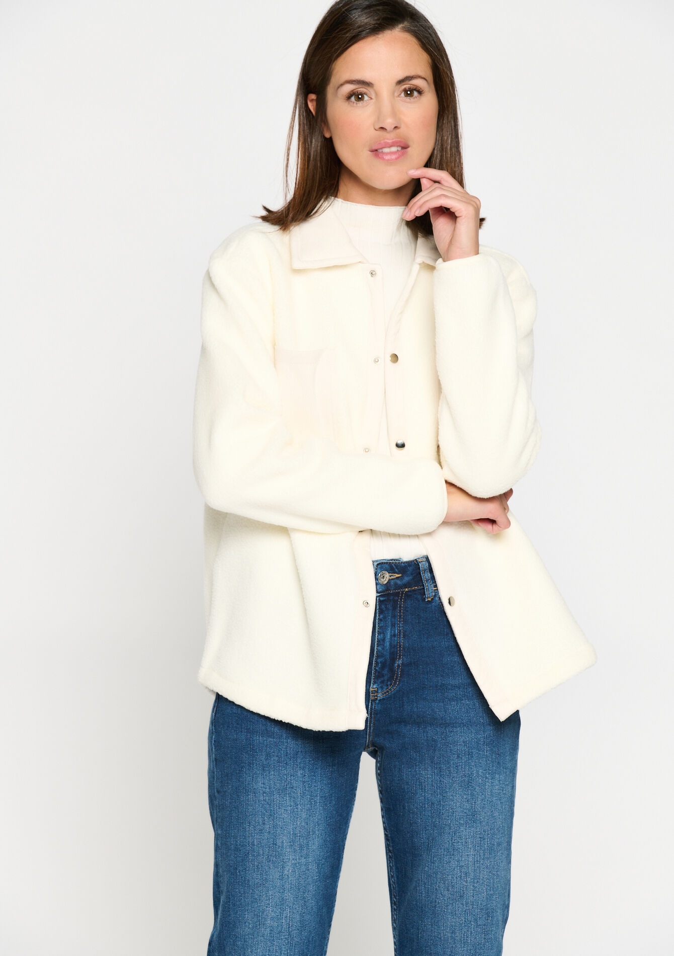 Thick shirt in bimatiere - VANILLA WHITE - 15100222_1013