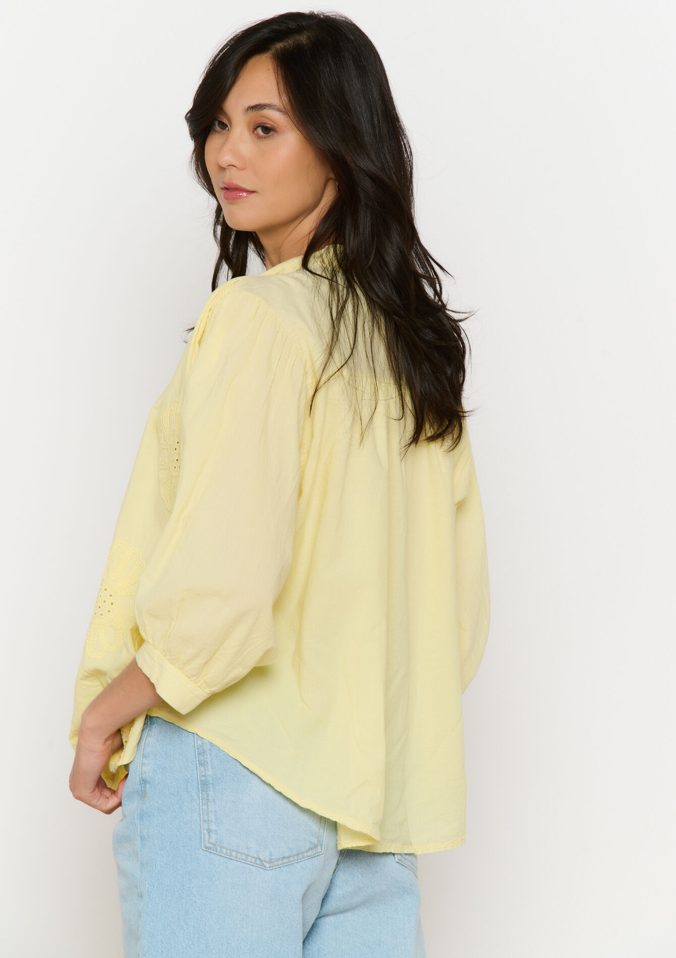 Chemise ample brodée, Chemise ample brodée - YELLOW PASTEL - 05702822_5004