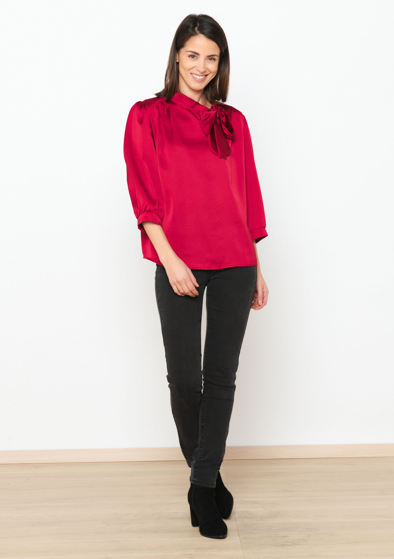 Blouse en satin avec noeud - RED PAPRIKA - 05702402_1293