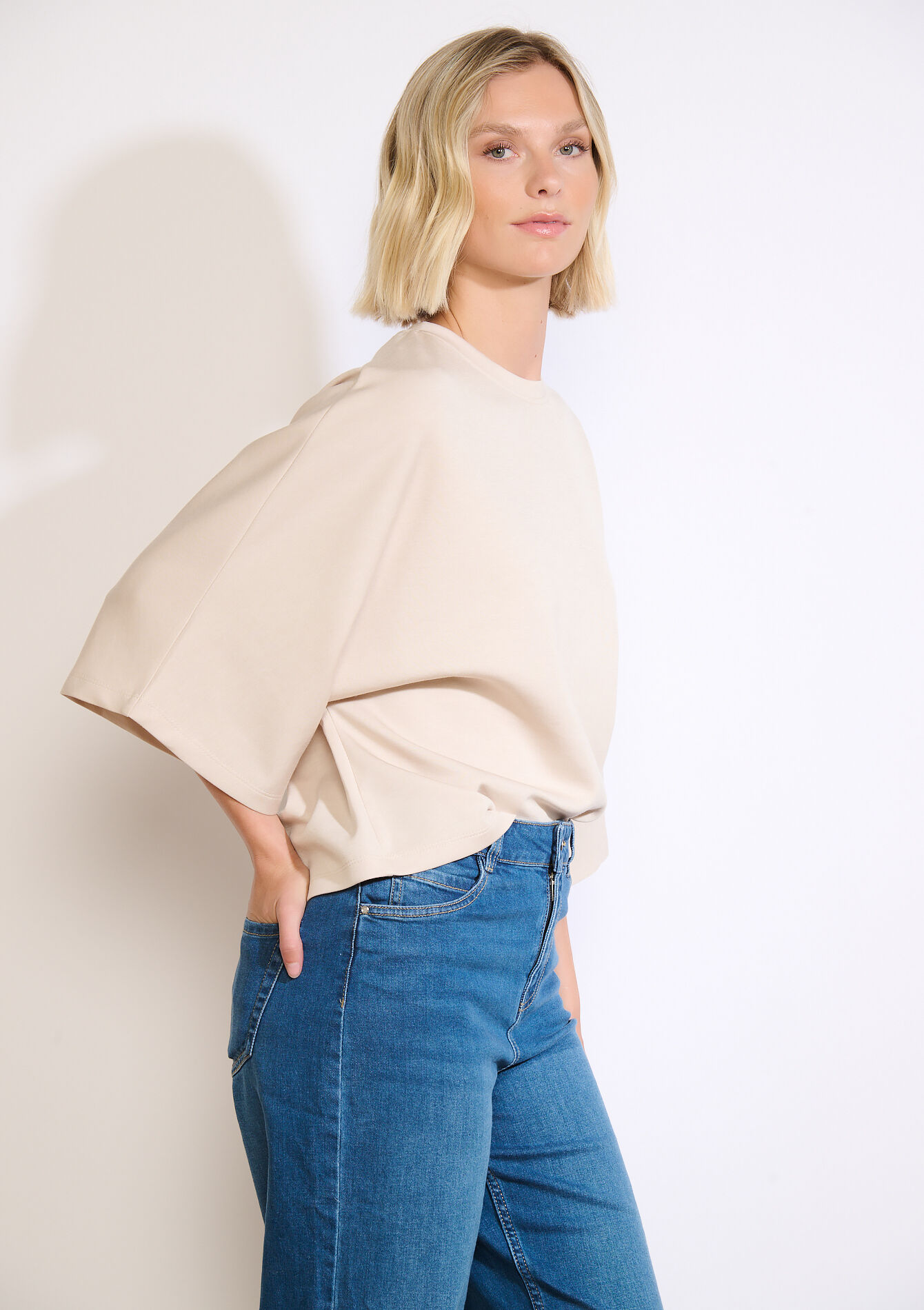Sweater met wijde mouwen, Sweater met wijde mouwen - BEIGE ASH - 03001814_1904