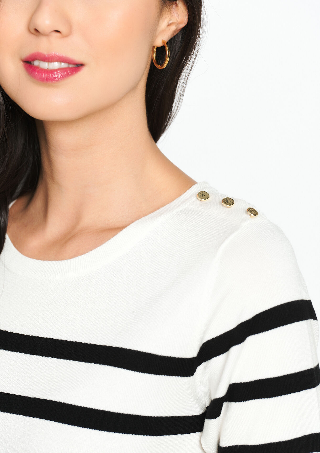 Pullover à rayures à manches courtes, Pullover à rayures à manches courtes - VANILLA WHITE - 04006292_1013