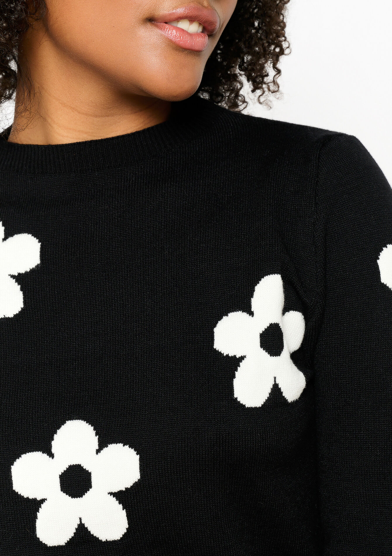 Pull avec fleurs, Pull avec fleurs - BLACK - 04006757_1119