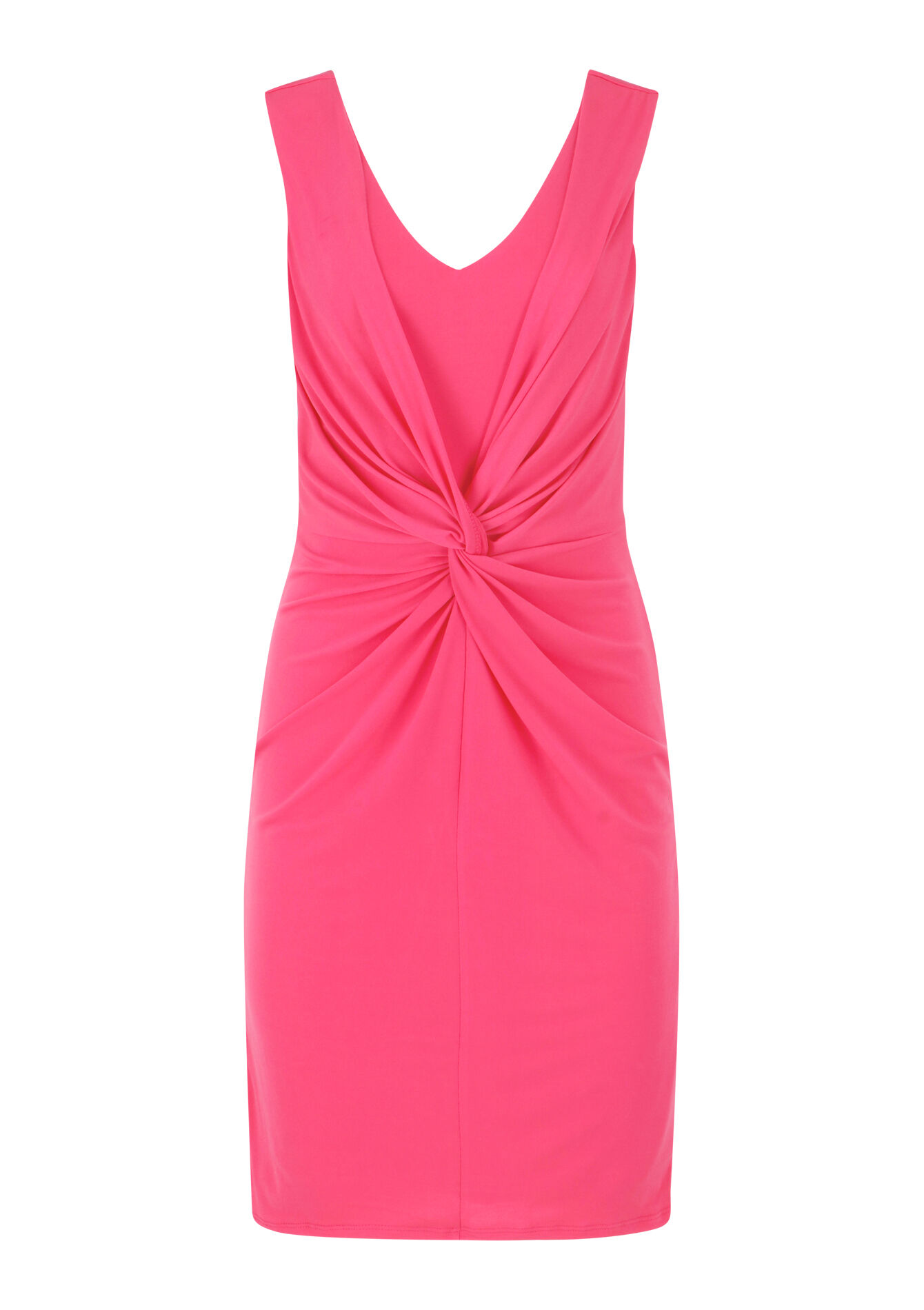 Midi dress with twisted knot, Midi dress with twisted knot - FUCHSIA - 08103305_5626