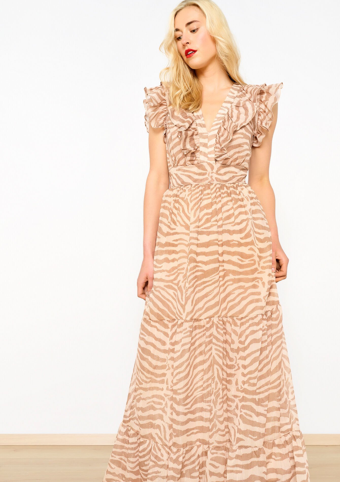 Maxi-jurk met zebraprint - LIGHT BEIGE - 08103609_13