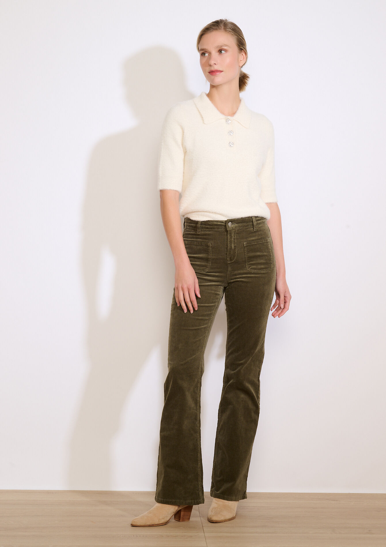 Pantalon bootcut à poches, Pantalon bootcut à poches - KHAKI MED - 06004608_4327