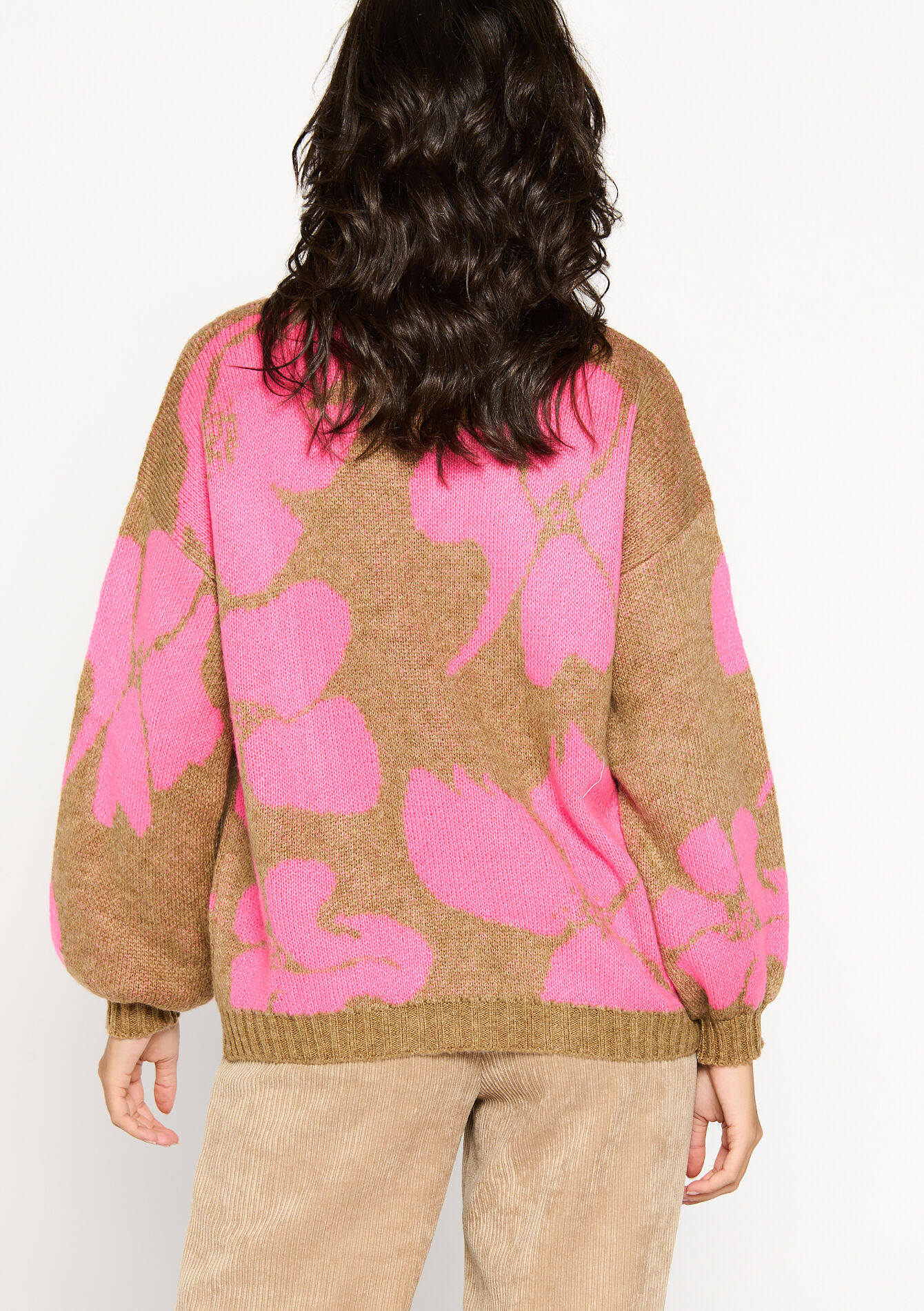 Jacquard trui met bloemenprint, Jacquard trui met bloemenprint - CAMEL GINGER - 04006342_3831