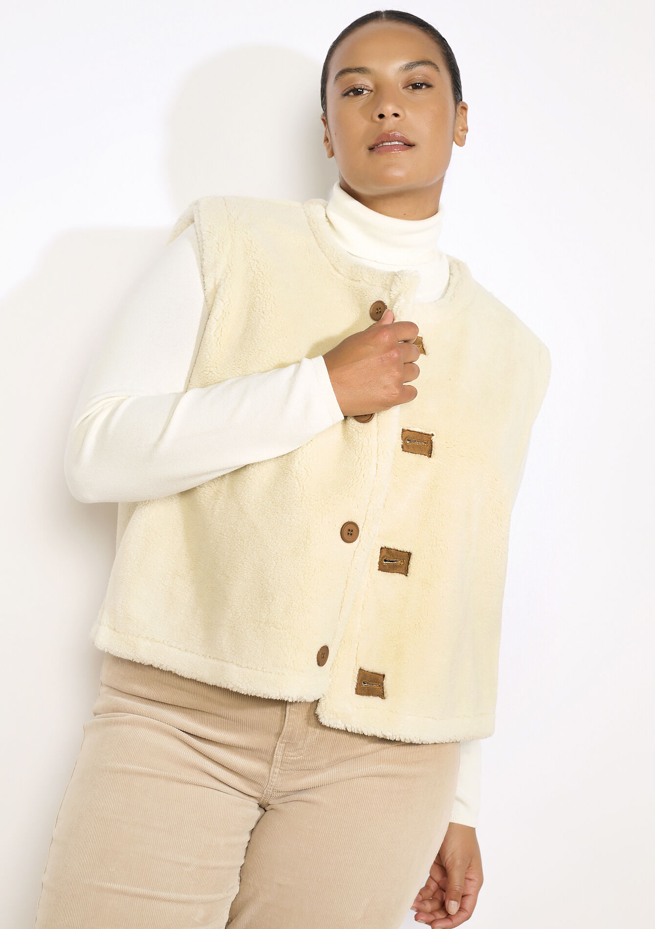 Omkeerbare gevoerde vest, Omkeerbare gevoerde vest - CAMEL BEIGE - 09001470_1132