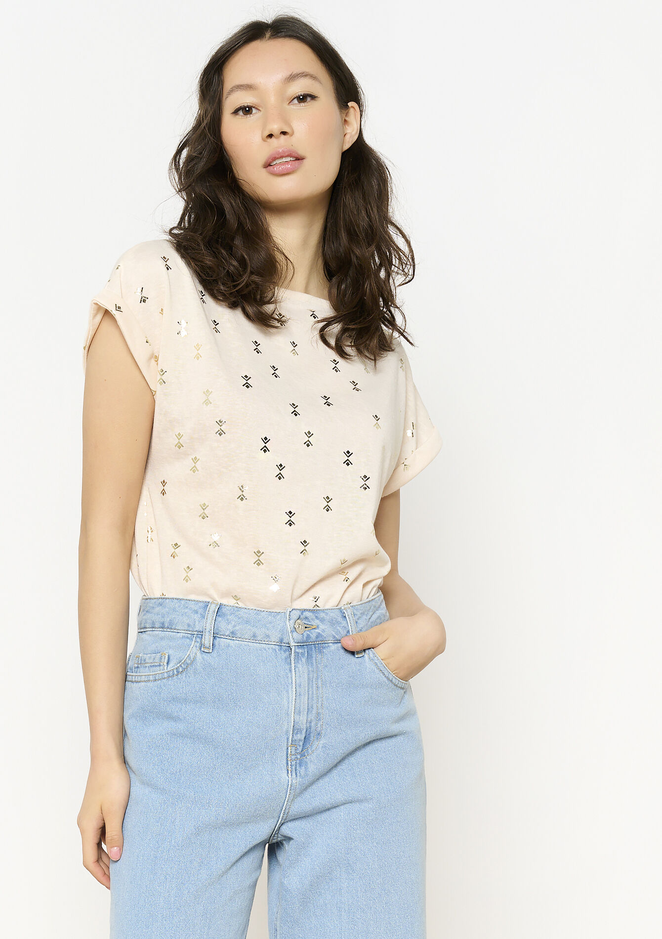 T-shirt imprimé fluide, T-shirt imprimé fluide - NUDE LOTUS - 02301706_4118