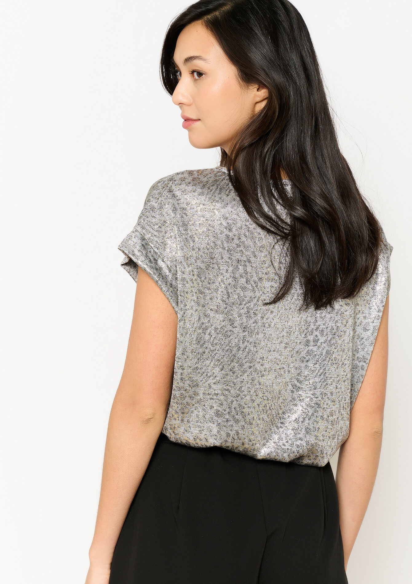 T-shirt with leopard print - GREY MED MEL - 02301717