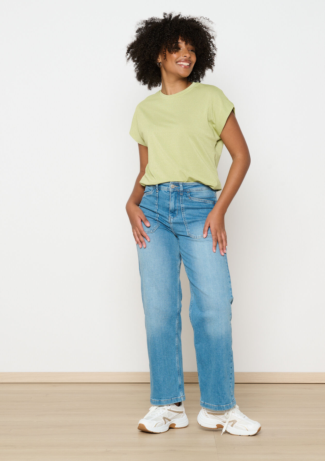 T-shirt with lurex, T-shirt with lurex - GREEN MOSS - 02301750_4504