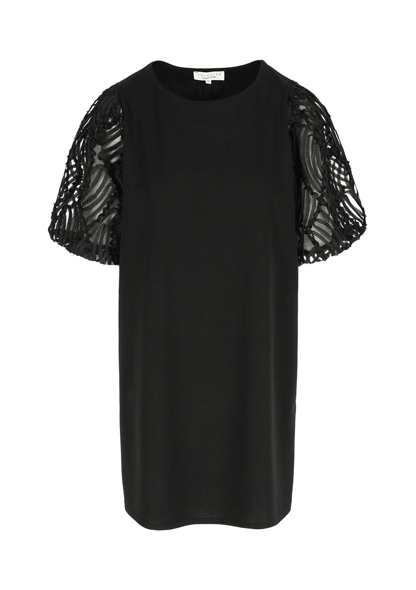 Robe courte manches dentelle - BLACK - 08104269_1119