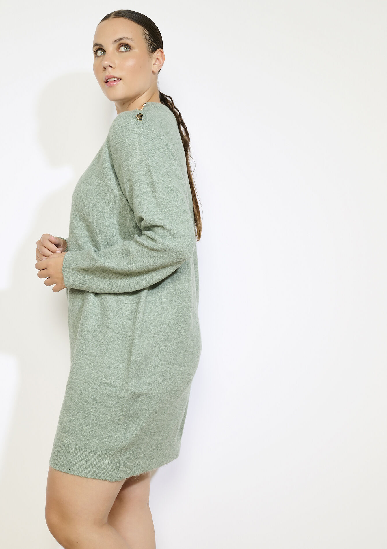 Robe pull à boutons coeur, Robe pull à boutons coeur - MINT GREEN - 08104033_1723