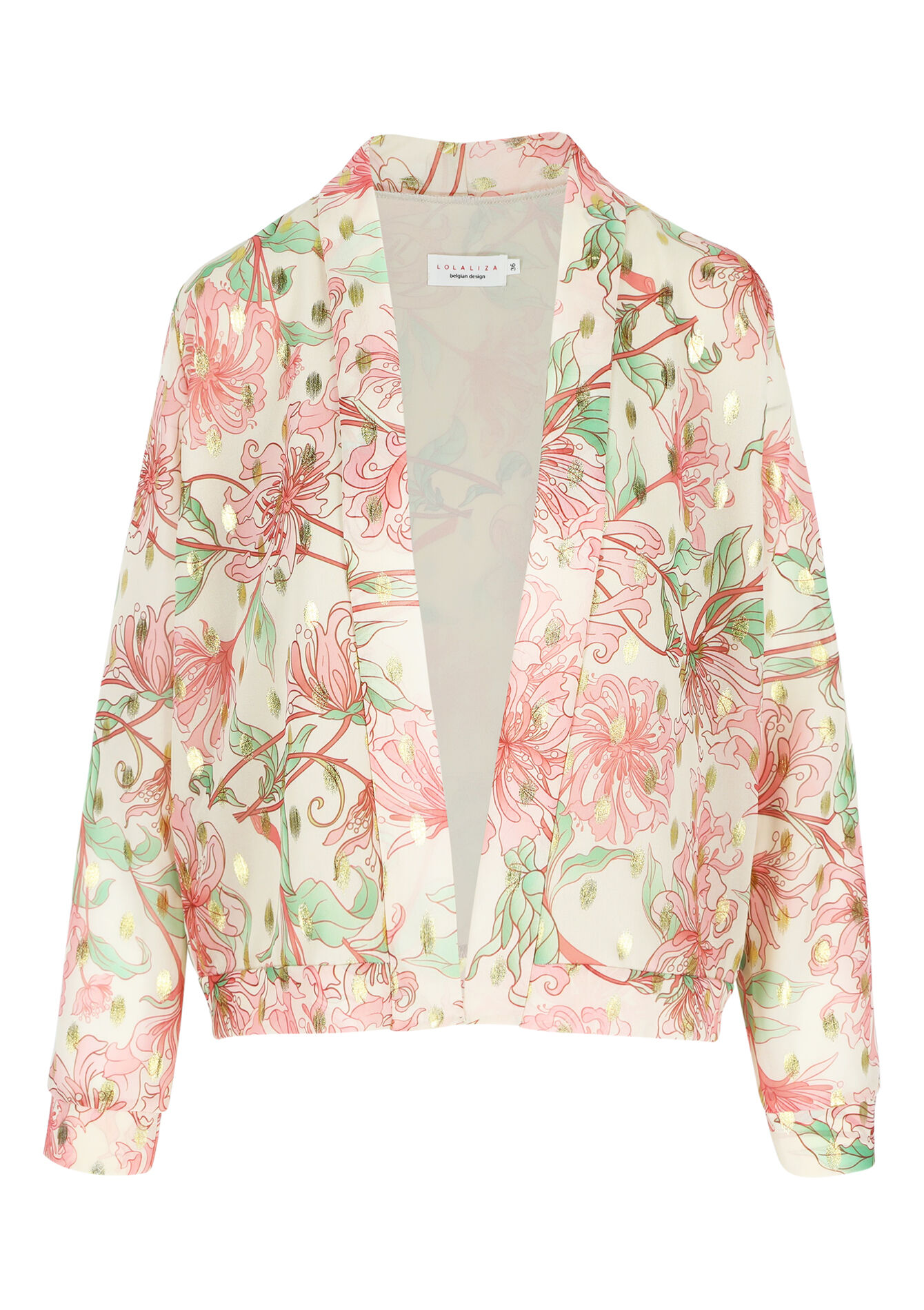 Fluïde jasje met bloemen , Fluïde jasje met bloemen - NUDE PINK - 09100955_1301