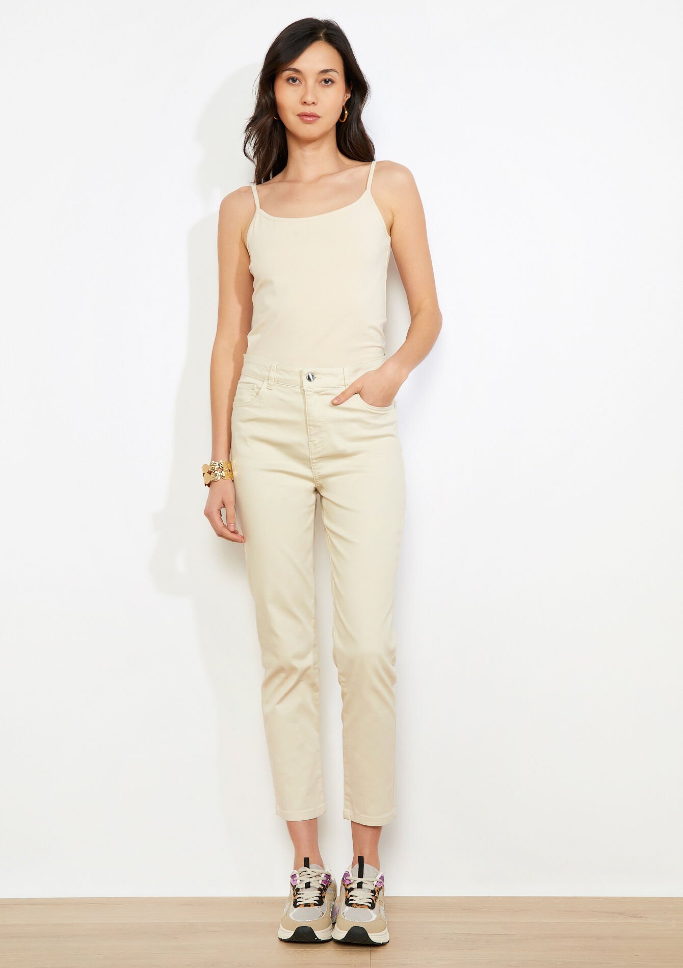 Slim enkellange broek, , back