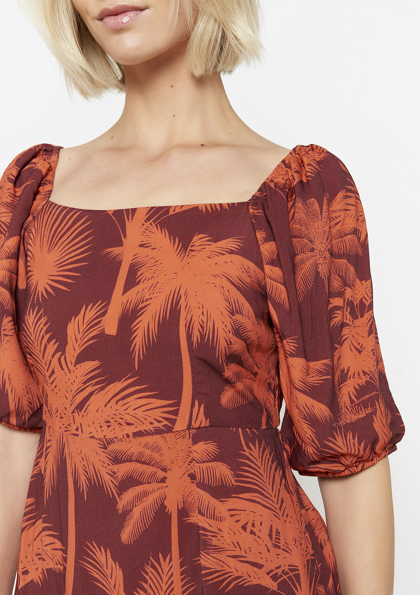 Robe tropicale à noeud, Robe tropicale à noeud - BRIQUE ORANGE - 08104104_1272